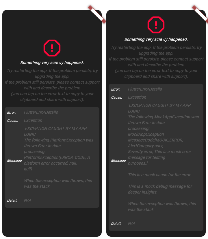 System Error Widget Screen