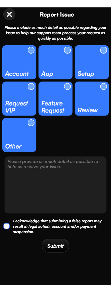 Create General Issue Screen