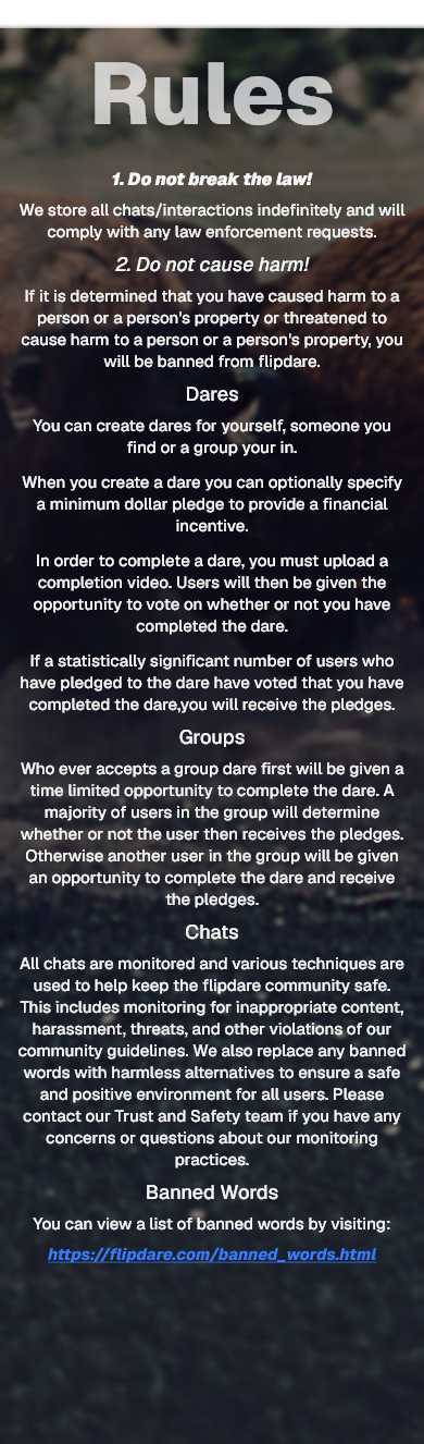 Rules Screen