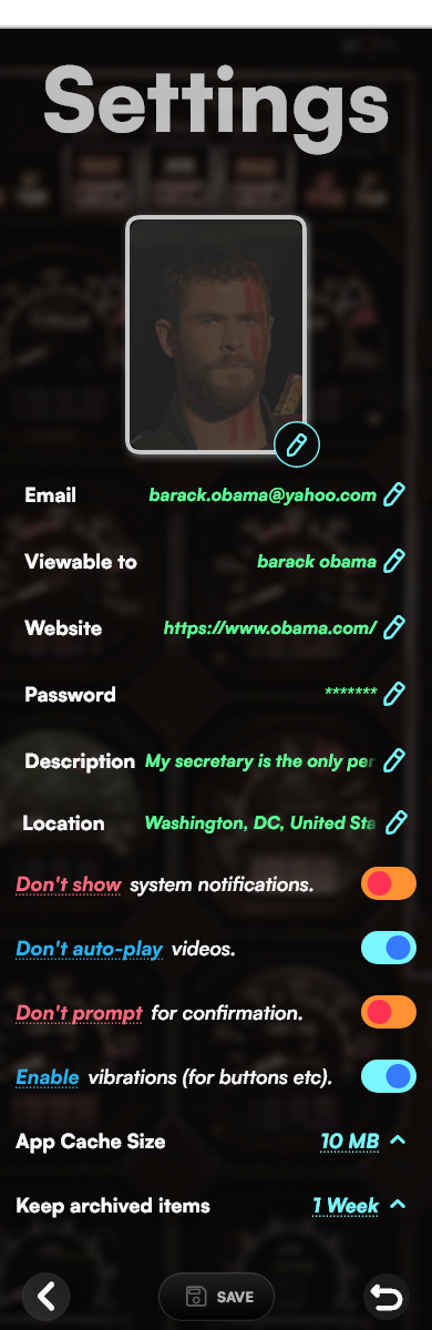 Settings Screen