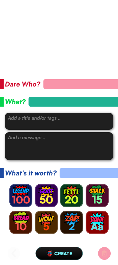 Create Dare Fields Widget